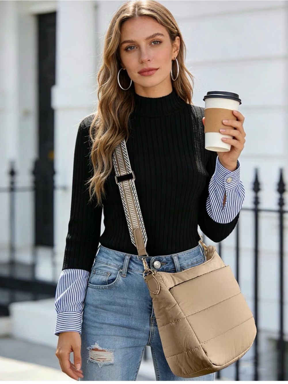 Puffer Crossbody Bags for Women Trendy Quilted Purses Shoulder Hobo Bag